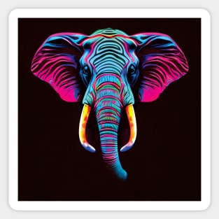 Neon Elephant Art in Bold Blue and Pink Sticker